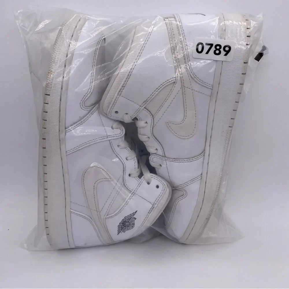 Nike Air Jordan 1 Retro Mid GS 'White Cool Grey' Shoes Sneakers   -   Size:  7Y